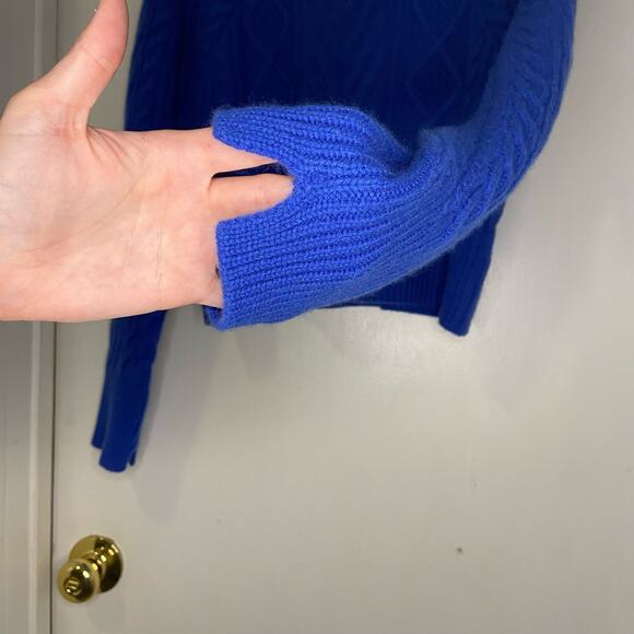 Rag & Bone Blue 100% Cashmere Pierce Cable Knit Sweater Size Medium Fisherman - Picture 5 of 8